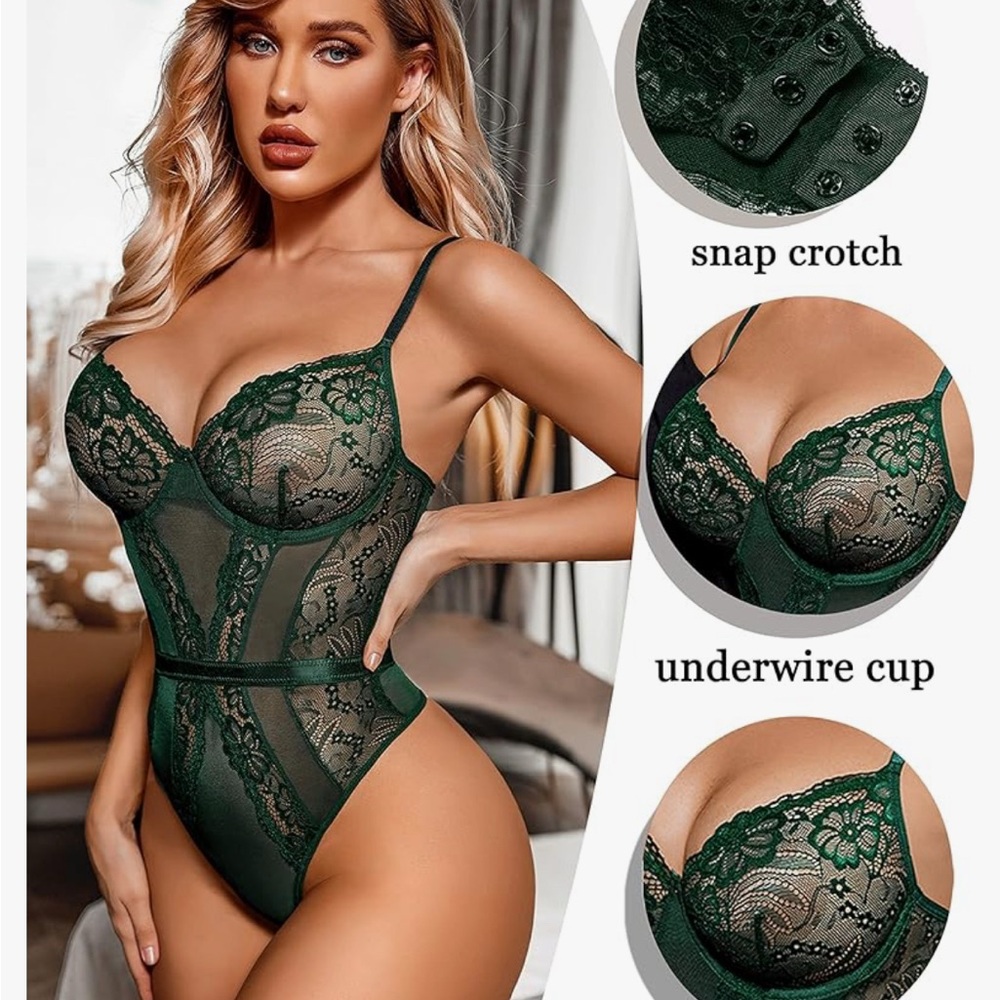 Elegant Green Lace Bodysuit